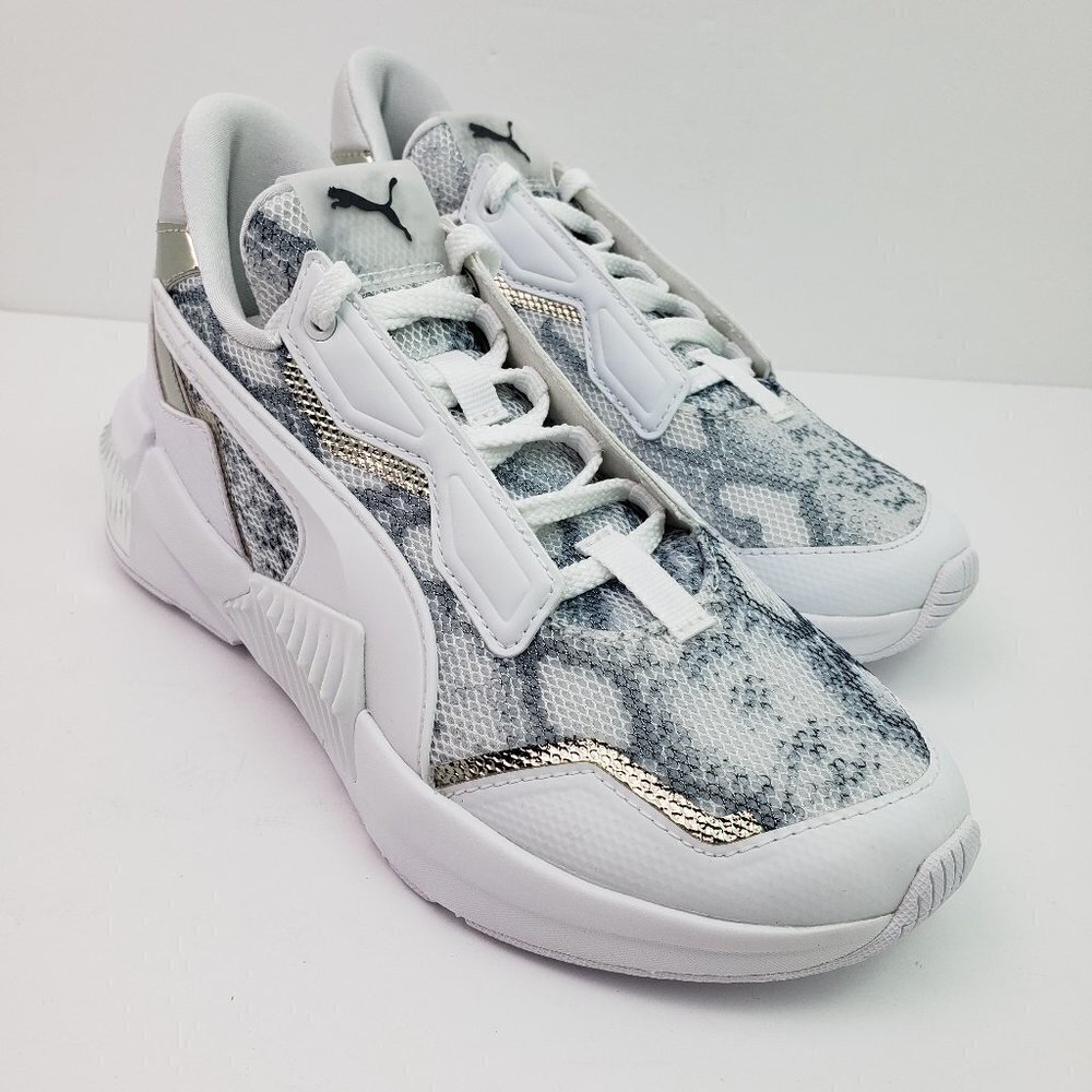 PUMA Provoke XT Untamed Mid Womens Size 5.5 White Silver Sneaker Shoes 194432-01